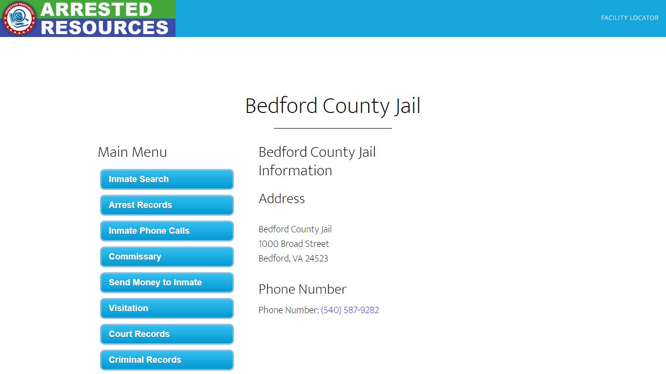 Bedford County Jail - Inmate Search - Bedford, VA - Arrested Resources